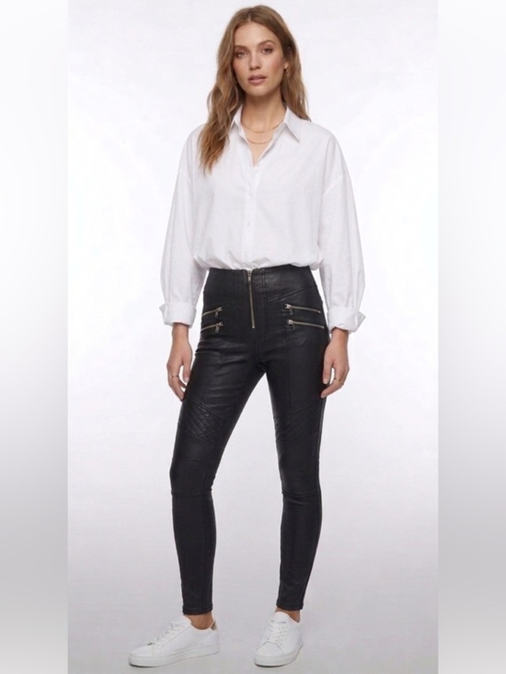 Pretty Little Thing Highrise Black Moto Style Skinny Pants Size Extra Small